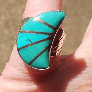Jay King DTR Turquoise inlay ring 925 Sterling Silver size 8